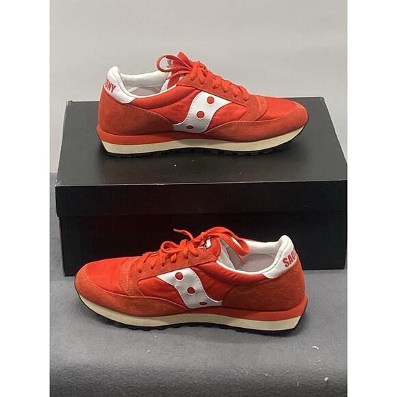 Saucony Jazz 81 Men’s Suede Sneakers Shoes Size 9 Red White - Picture 2 of 5